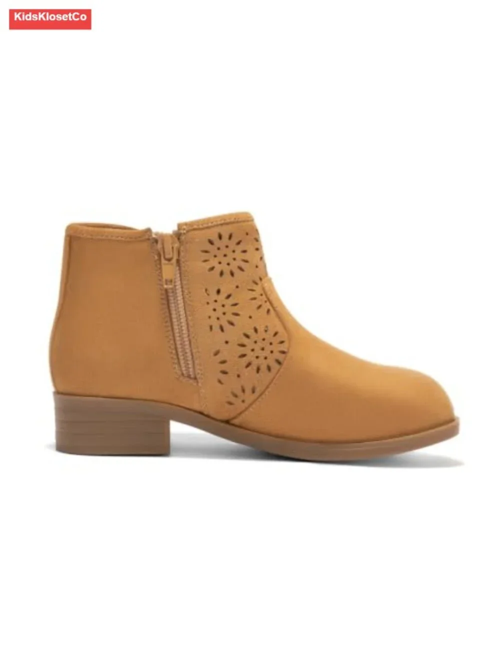 Girls Faux Suede Ankle Boots Bow Chunky Low Heel Zip Dress Booties